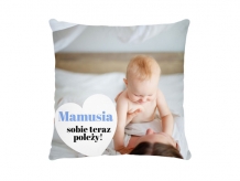 Poduszka, bawełna, Mamusia sobie teraz poleży!, 38x38 cm
