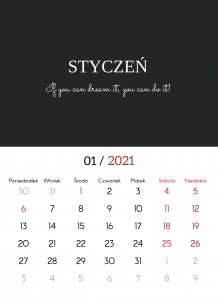Kalendarz, Typograficzny, 20x30 cm