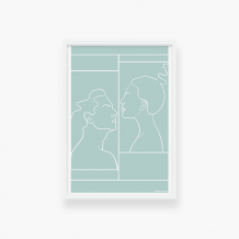 Plakat w ramce, Kolekcja Grafikk Jasikk - Namiętność błękit - biała ramka, 20x30 cm
