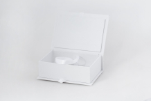 Pudełko na zdjęcia, 10x15 białe ekoskóra, 12x17 cm