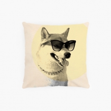 Poszewka, bawełna ekologiczna, Pies w okularach, 38x38 cm