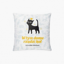 Poduszka, bawełna, Kolekcja Typowy Kot - W tym domu rządzi kot, 40x40 cm