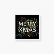 Plakat w ramce, Merry Xmas - Czarny - biała ramka, 40x40  cm