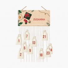 Kalendarz adwentowy, Skarpeta i prezent , 37x18 cm
