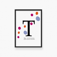 Plakat w ramce, Plakat typograficzny, kropki - Tata, czarna ramka, 20x30 cm