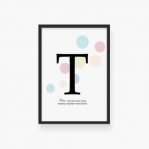 Plakat w ramce, Plakat typograficzny pastelowy Tata- czarna ramka, 20x30 cm