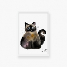 Plakat w ramce, Cat- biała ramka, 20x30 cm