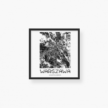 Plakat w ramce, Mapa Warszawy - czarna ramka, 35x35  cm