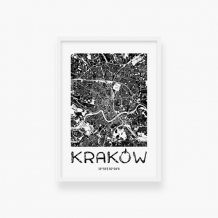 Plakat w ramce, Mapa Krakowa - biała ramka, 20x30 cm