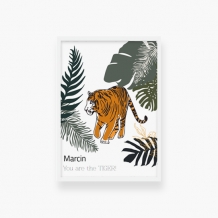 Plakat w ramce, Tygrys- biała ramka, 20x30 cm