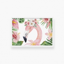 Plakat w ramce, Flaming - biala ramka, 30x20 cm