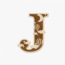 Drewniana litera, J z balonem, 33 cm