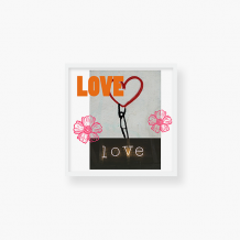 Plakat w ramce, Walentynki love love - biała ramka, 35x35  cm