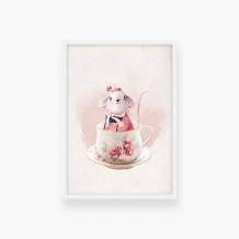 Plakat w ramce, Kolekcja dziecięca - Pani Myszka - biała ramka, 20x30 cm