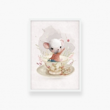 Plakat w ramce, Kolekcja dziecięca - Mysz - biała ramka, 20x30 cm