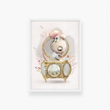 Plakat w ramce, Kolekcja dziecięca - Myszka - biała ramka, 20x30 cm