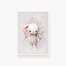 Plakat w ramce, Kolekcja dziecięca - Króliczek - biała ramka, 20x30 cm