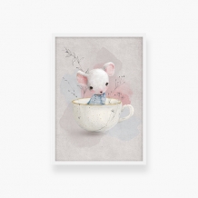 Plakat w ramce, Kolekcja dziecięca - Mała Myszka - biała ramka, 20x30 cm