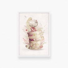 Plakat w ramce, Kolekcja dziecięca - Kotek - biała ramka, 30x40 cm