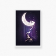 Plakat w ramce, Kolekcja dziecięca - Słoń i Księżyc - biała ramka, 20x30 cm