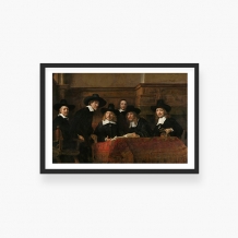 Plakat w ramce, Syndycy cechu sukienników, Rembrandt van Rijn, 1662 - czarna ramka, 60x40 cm
