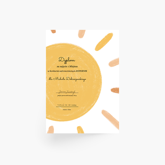 Plakat, Dyplom Słonko, 21x30