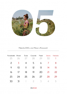 Kalendarz ścienny, Zdjęcia w liczbach, 20x30 A4 cm