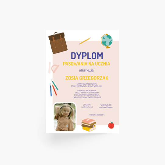 Plakat, Dyplom Pasowanie na ucznia, 21x30