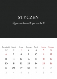Kalendarz ścienny, Typograficzny, 30x40 A3 cm