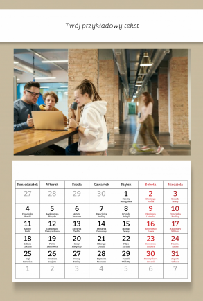 Kalendarz ścienny, Kalendarz firmowy, 30x40 A3 cm