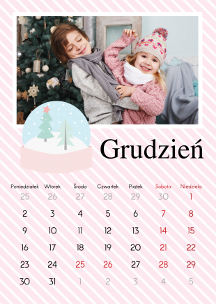 Kalendarz ścienny, Pastelowe Święta, 20x30 A4 cm