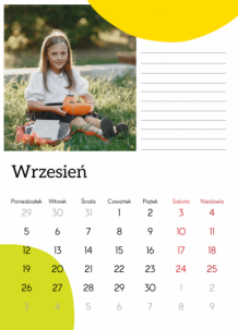Kalendarz ścienny, Kalendarz szkolny - Kolorowa przygoda, 20x30 A4 cm