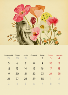 Kalendarz ścienny, Kobiety w kwiatach, 20x30 A4 cm