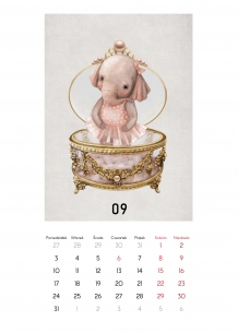 Kalendarz ścienny, Kolekcja dziecięca - baśniowe zwierzaki, 20x30 A4 cm