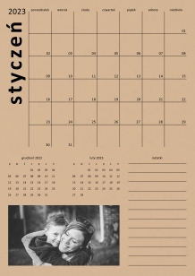 Kalendarz ścienny, Beżowy z notatkami, 30x40 A3 cm