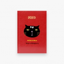 Kalendarz książkowy Czarny kot - czerwony, 14x20 cm