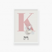 Plakat w ramce, Kolekcja Myszki - Plakat z różową literką, 30x40 cm