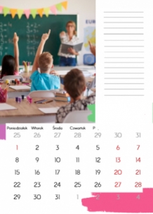 Kalendarz ścienny, Kalendarz szkolny - Notatkowy, 30x40 A3 cm