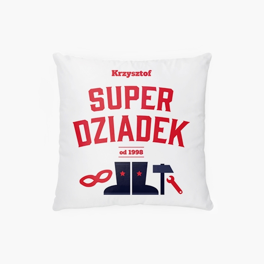 Poduszka, bawełna, Kolekcja Superbohaterowie - Dziadek, 38x38 cm