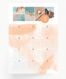 Kalendarz ścienny, Pastelowy kalendarz jednostronny , 30x40