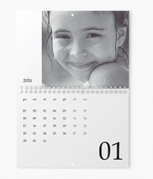 Kalendarz ścienny, Minimalistyczny kalendarz ze spiralą na środku, 30x20 A4