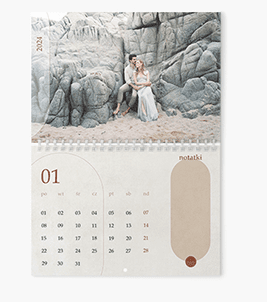 Kalendarz ścienny, Modernistyczny kalendarz ze spiralą na środku, 30x20 A4