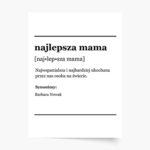 Plakat, Słownik - Najlepsza mama, 20x30 cm
