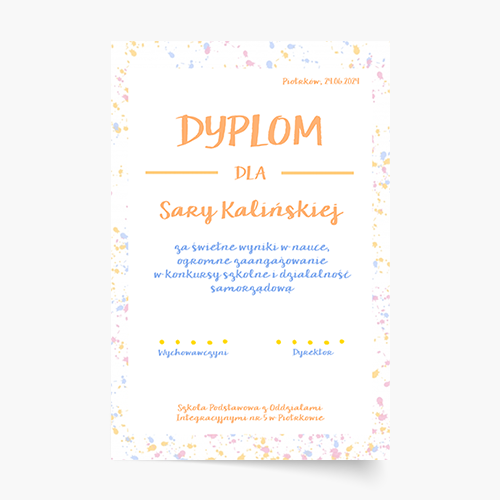 Plakat, Dyplom dla Ucznia, 21x30