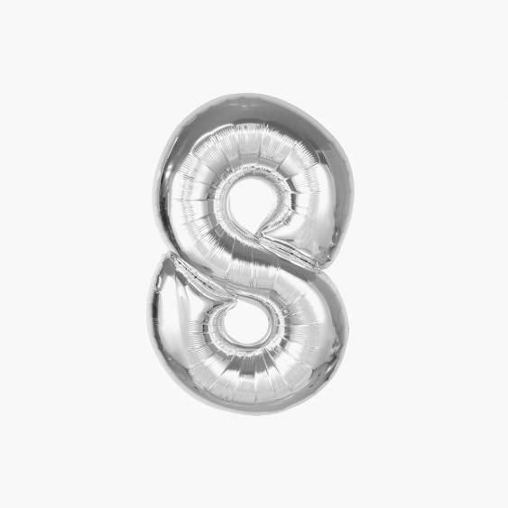 Balony cyferki, 8, srebrny