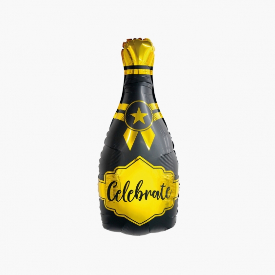 Balony, Szampan z napisem "Celebrate", złoto-czarny