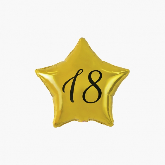 Balony, Gwiazda z napisem "18", złoty