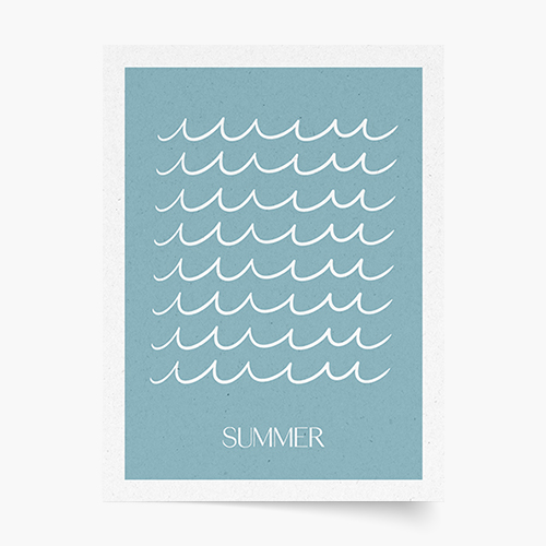Plakat, Blue Summer Waves, 50x70 cm