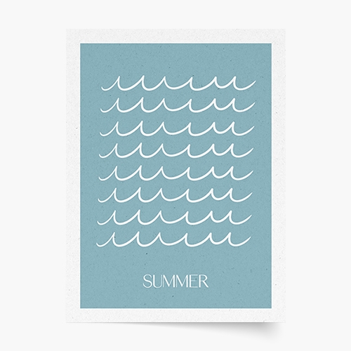 Plakat, Blue Summer Waves, 20x30 cm