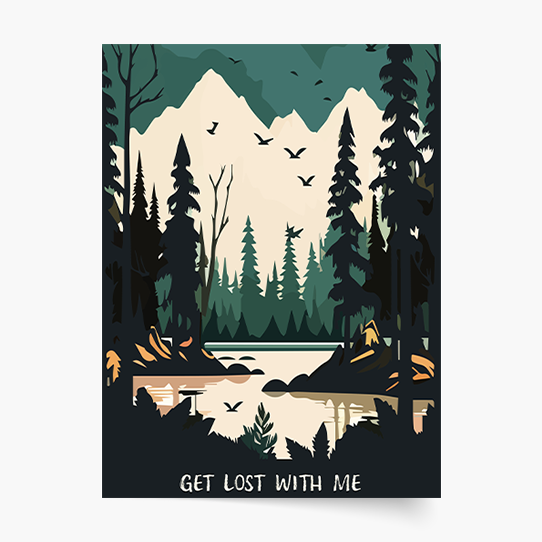Plakat, Las: Get lost with me, 20x30 cm